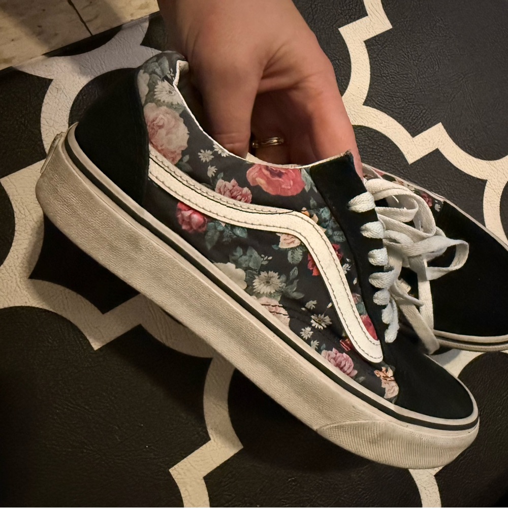 Vans Black Floral Women's Sneakers